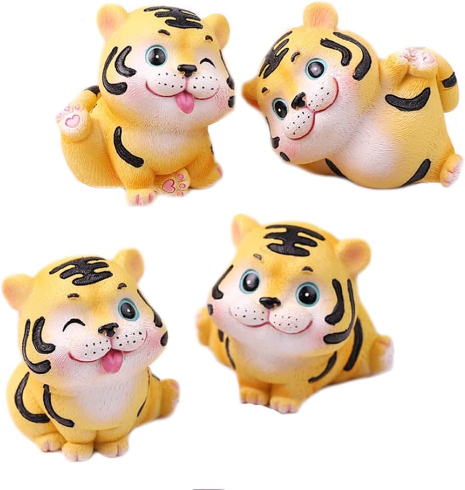 虎の置物 タイガーの置物 樹脂 可愛い タイガー オブジェ 置物 寅 虎 22 動物装飾品 新年のマスコットのお土産 工芸品 正月飾り 小物 車の装飾 玄関先 庭 盆栽 装飾 ギフト 4個セット Polodasembalagens Com Br
