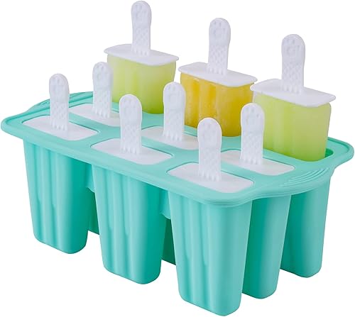 Vista 32 de Moldes para paletas de hielo, 12 piezas de silicona para paletas de hielo, molde de silicona libre de BPA reutilizable, 14 varillas, fácil Verde