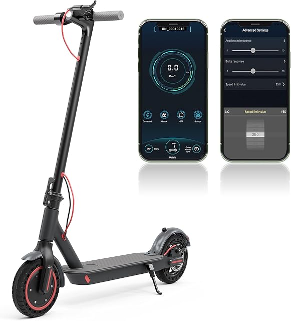 AOVOPRO ES80 Electric Scooter Adult, 10.5Ah, Fast 25km/h, 20-30km long-life battery, Foldable E-Scooter with Bluetooth App Control, LCD Display, Black