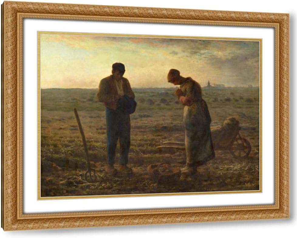Millet, Jean-Francois 17x15 Gold Ornate Framed and Double Matted Museum Art Print Titled The Angelus