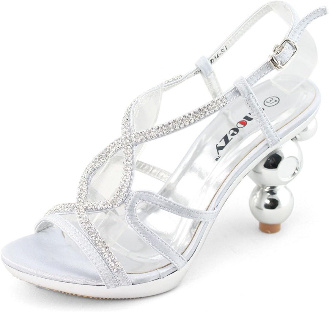 SHOEZY2013 Womens Silver Diamantes Platform High Special Heel Sandals Size 3-8