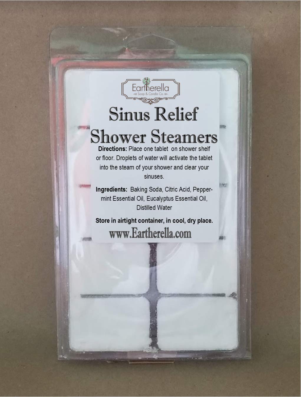 10pc All Natural SINUS RELIEF blend Eucalyptus Peppermint SHOWER STEAMERS with Menthol Very Strong, 15 oz