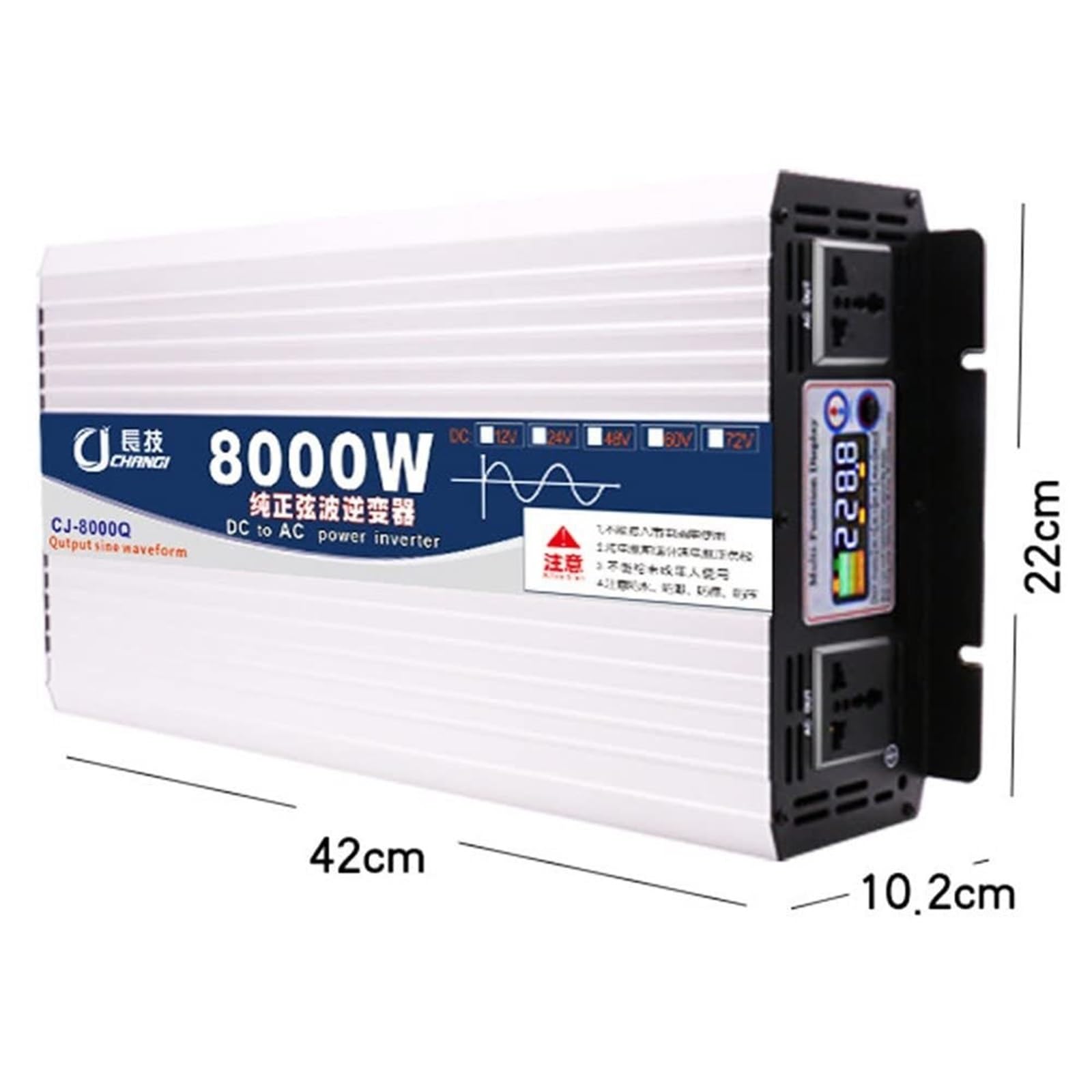 Falownik sinusoidalny 4000 W, oddzielny zestaw przekaźników ładowania z 2 gniazdami AC, falownik samochodowy (60 Vto110V)