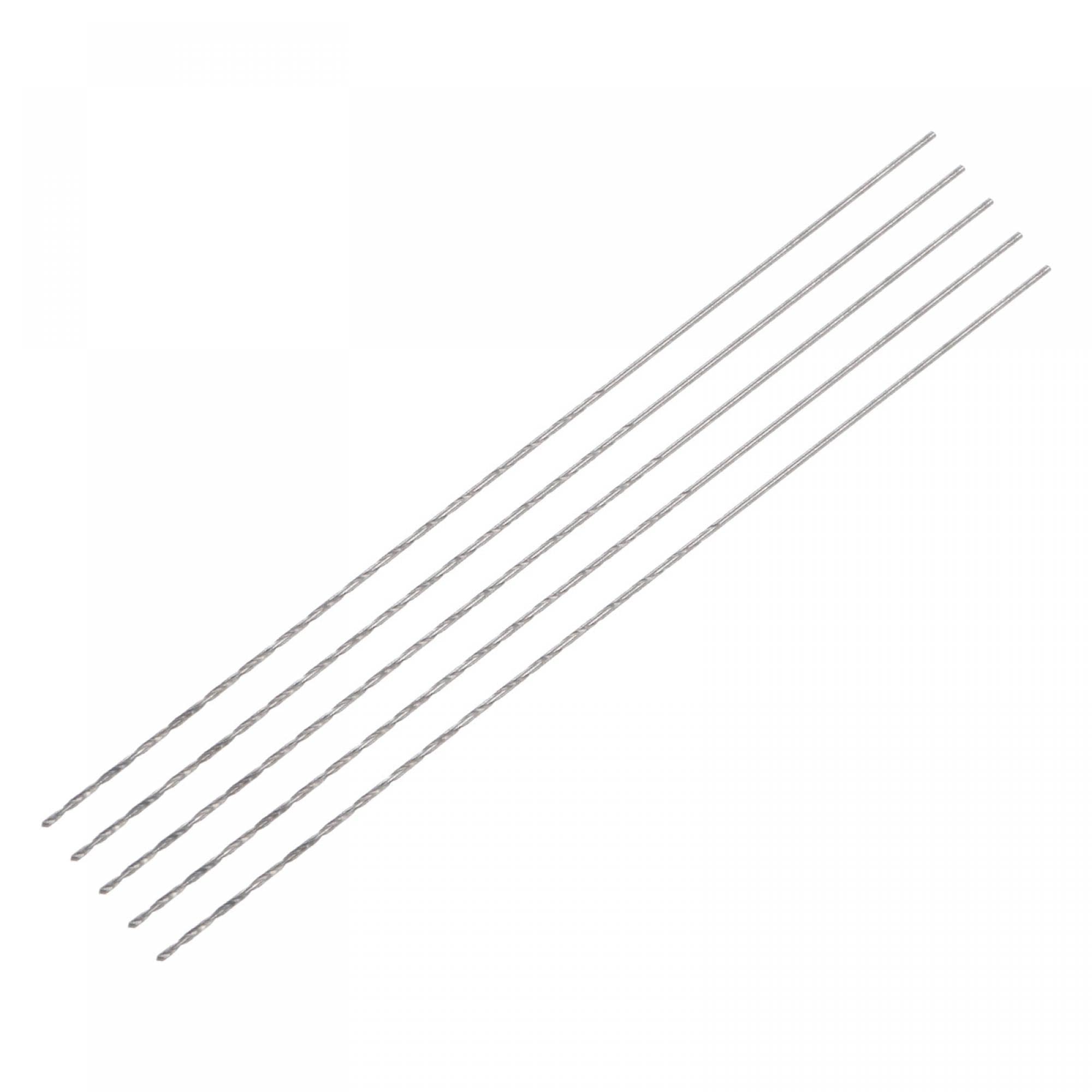 sourcing map 5 Pcs 0.6mm Mini Micro Twist Drill Bits, High-Speed Steel Straight Shank Extra Long Drill Bit 80mm for Aluminum Alloy