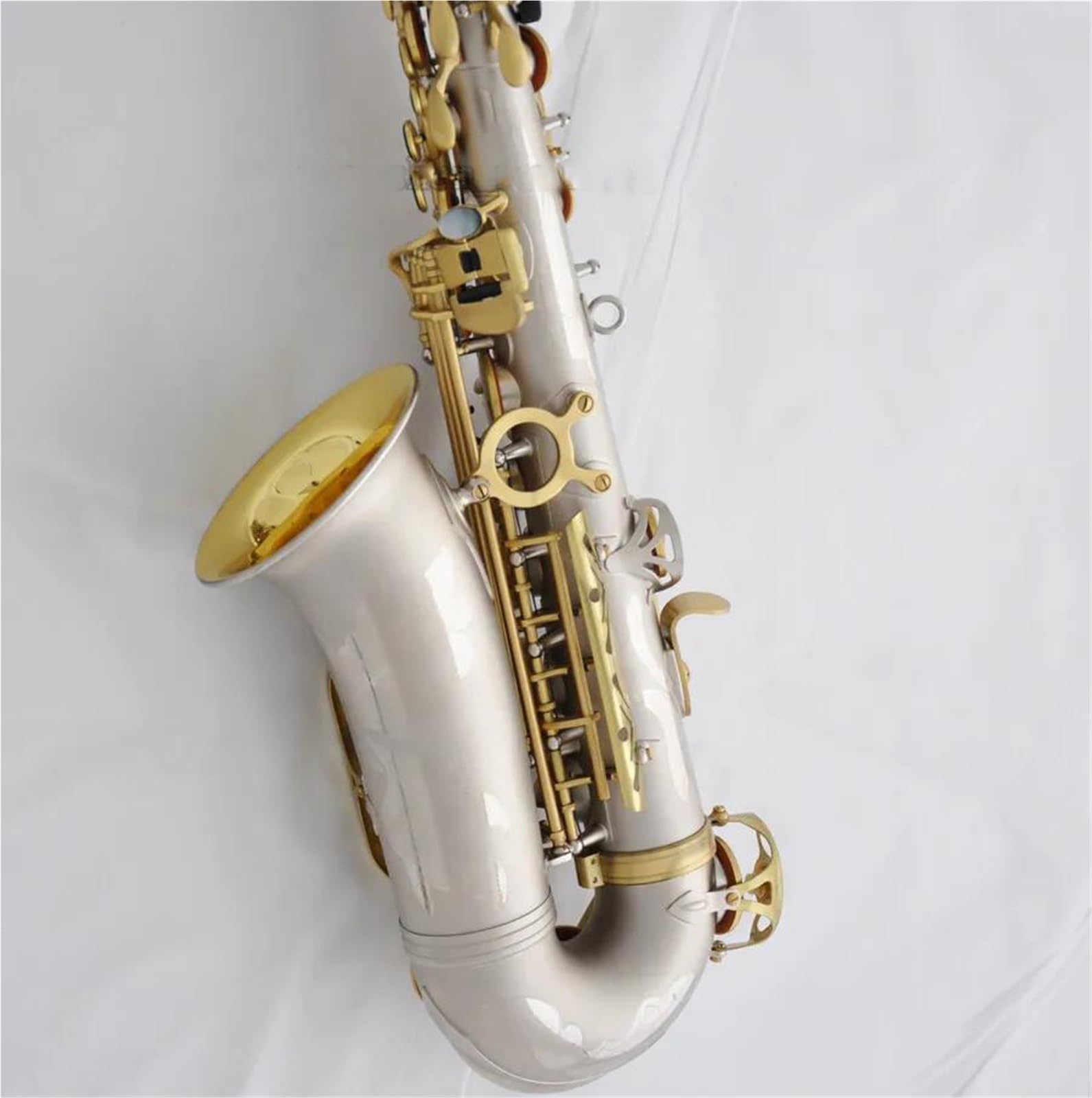 Ancia Per Sassofono Contralto Svasata In Nichel Satinato Dorato Fa Acuto In Mi Bemolle In Metallo Kit Sassofono