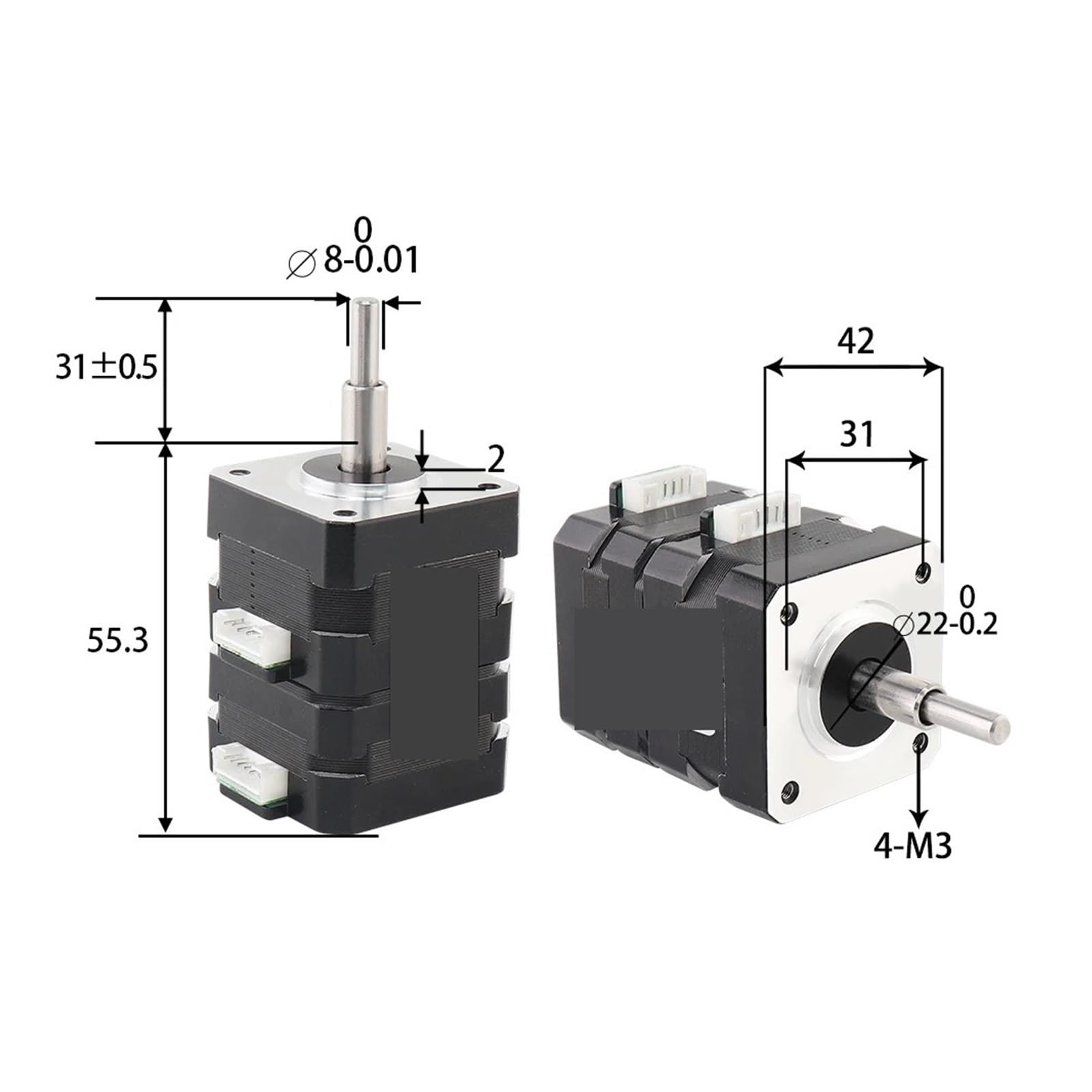 1PCS SDouble Layer Stacked nema17 Stepper Motor 42CD55-0805 1.6A 270mN.m Forward Reverse Automatic micro42 Motor