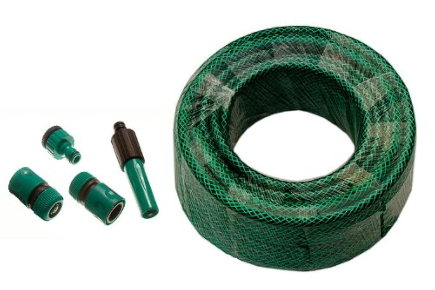 ONESTOPDIY.COM 75 Metre Green Braded Garden Hose Pipe + Hozelock Compatible Connectors NEW