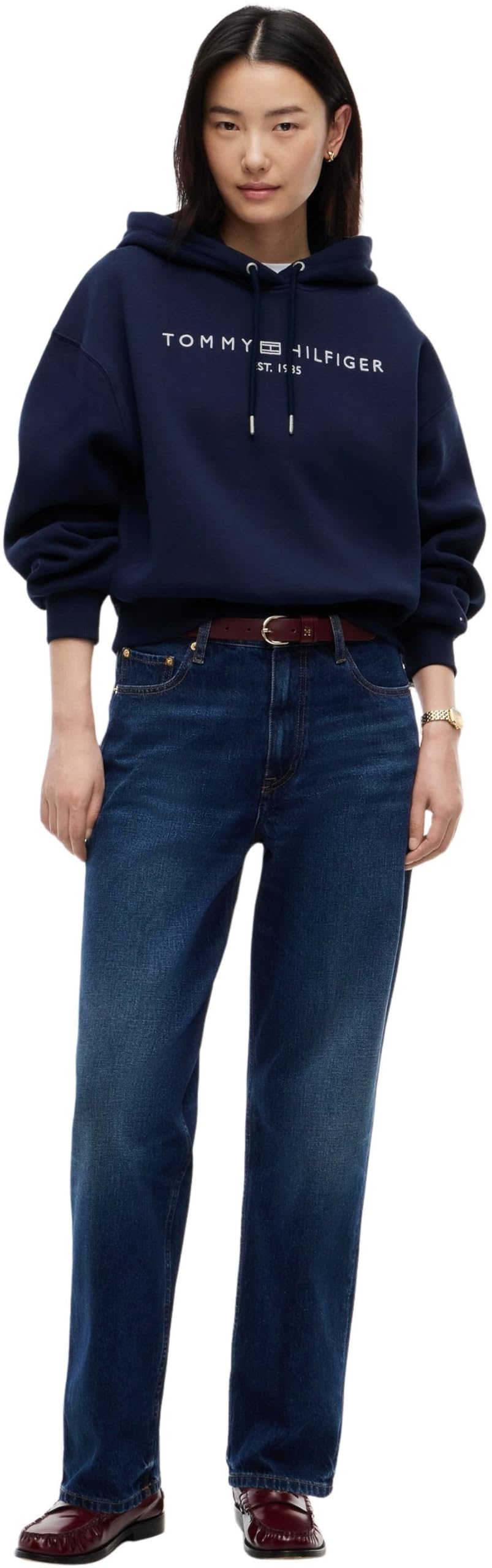 Tommy Hilfiger Corp Logo Mdrn Hoodie Ww0ww47832 Felpa con Cappuccio Donna (Pacco da 1)