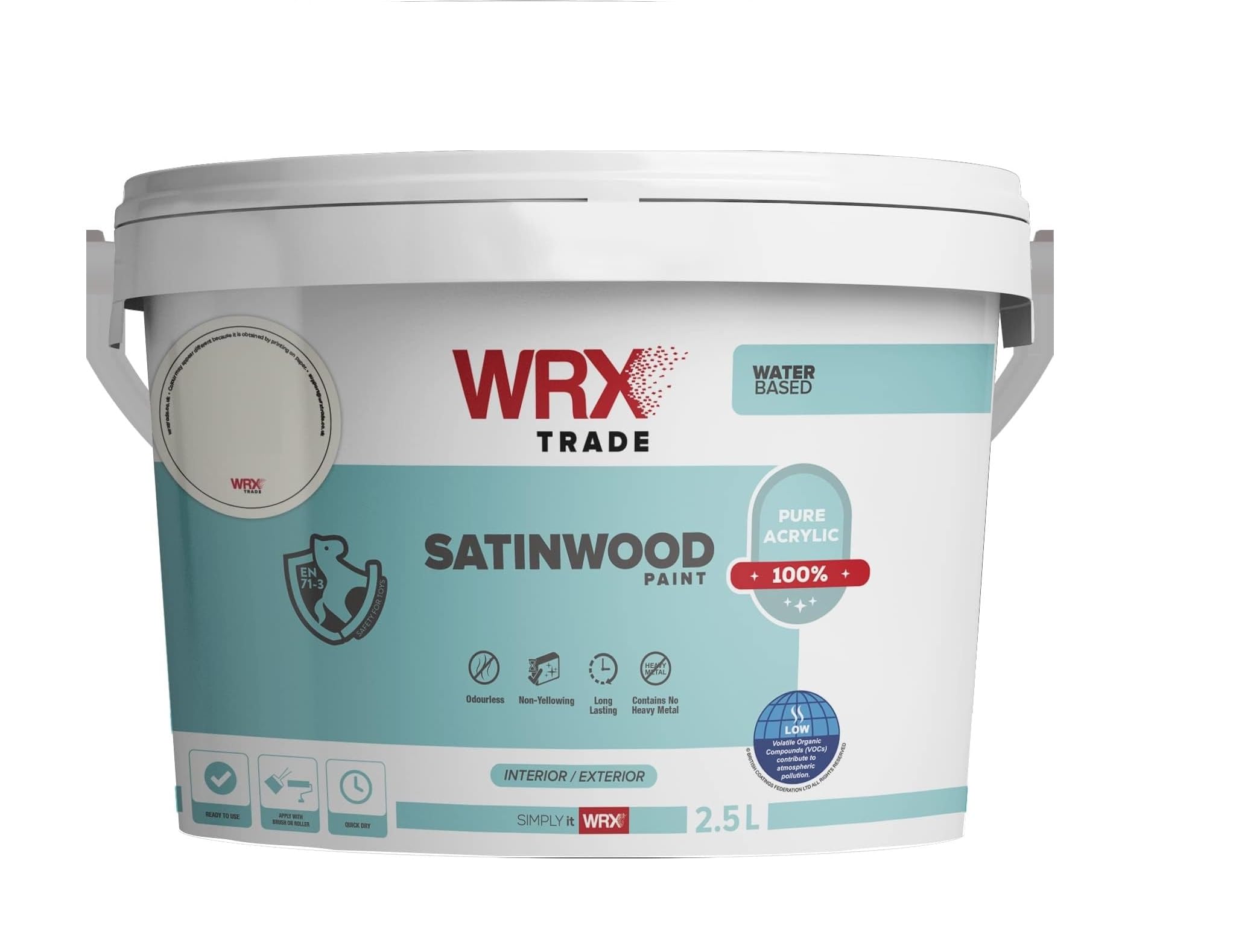 AKCALI WRX Trade Satinwood Paint – Brilliant White - Water Based (2.5L) SW2.5L
