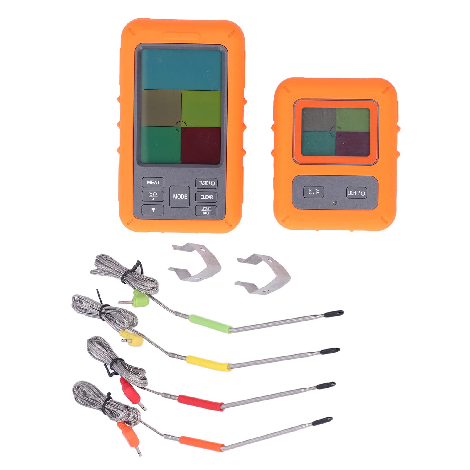 Termometro Per Carne Wireless, Termometro Digitale Per Barbecue Con 4 Sonde, Display LCD Retroilluminato, Funzione Allarme, 9 Impostazioni Carne Preimpostate USDA, Per Cottura
