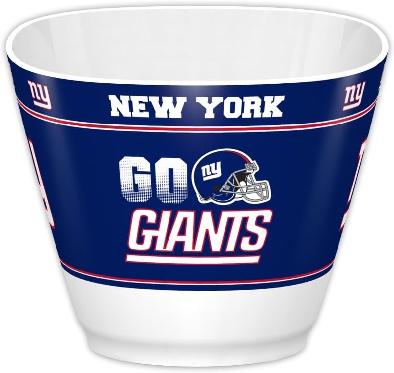 Fremont Die NFL New York Giants Party Snack Bowl, 7.85" Bowl (1 Gallon), White/Team Colors