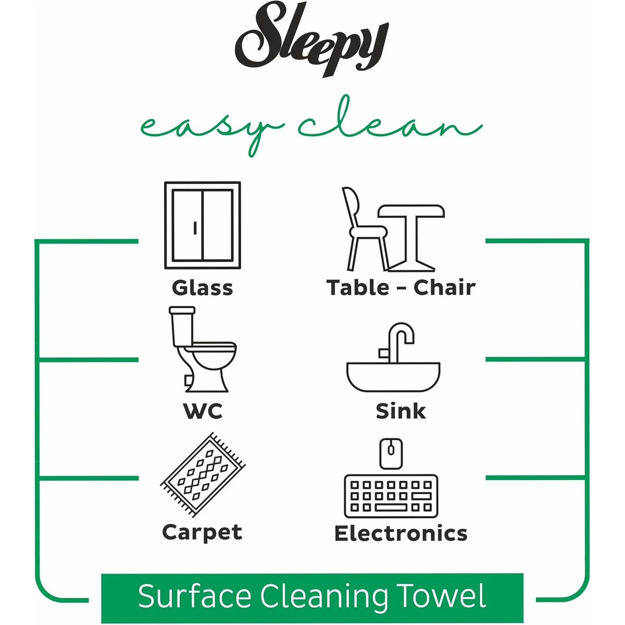 Sleepy Lot de 2, 3 et 6, lingettes nettoyantes tout usage, formule au vinaigre blanc et au bicarbonate de soude, sans produits chimiques, 100 pièces (lot de 2)