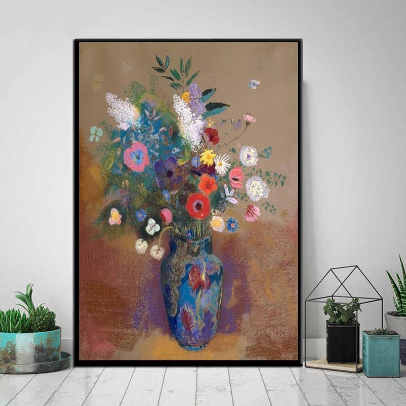 Odilon Redon ルドン　青い花瓶のアネモネとリラ　複製画 REDON Odilon｜青い花瓶のアネモネとリラ - 美術 | wps+（ワールド