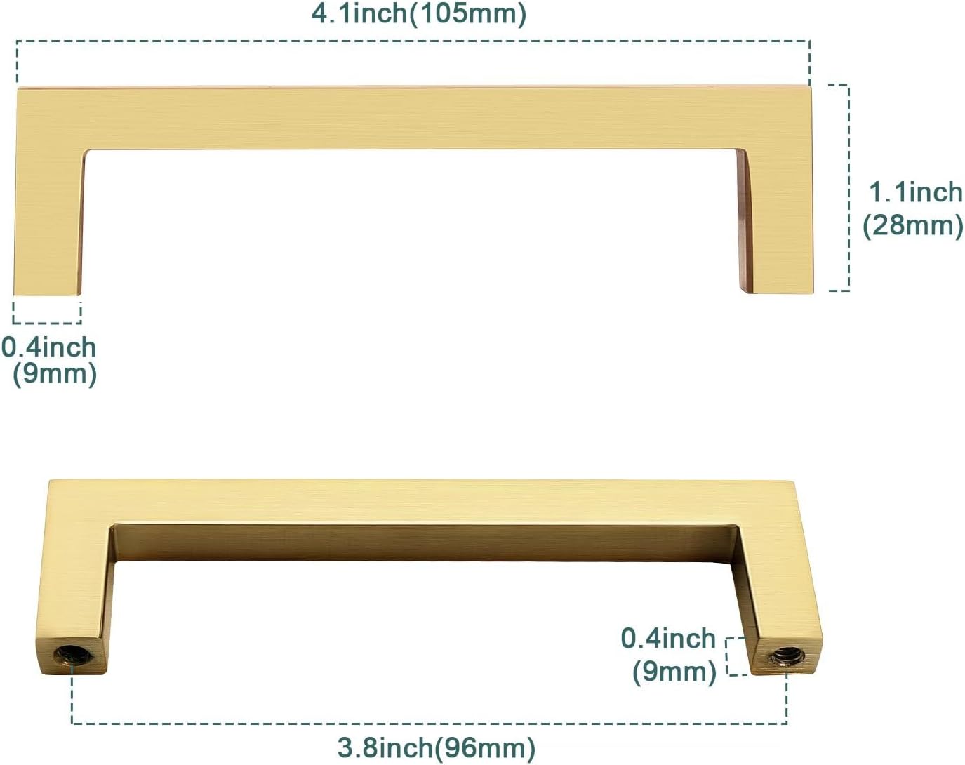 GOBEKOR 20 Pack 3-3/4inch(96mm) Hole Center Brushed Gold Cabinet Pulls Solid Zinc Alloy Gold Cabinet Hardware Gold Drawer Pulls for Kitchens, Bathrooms and Dresser Handle