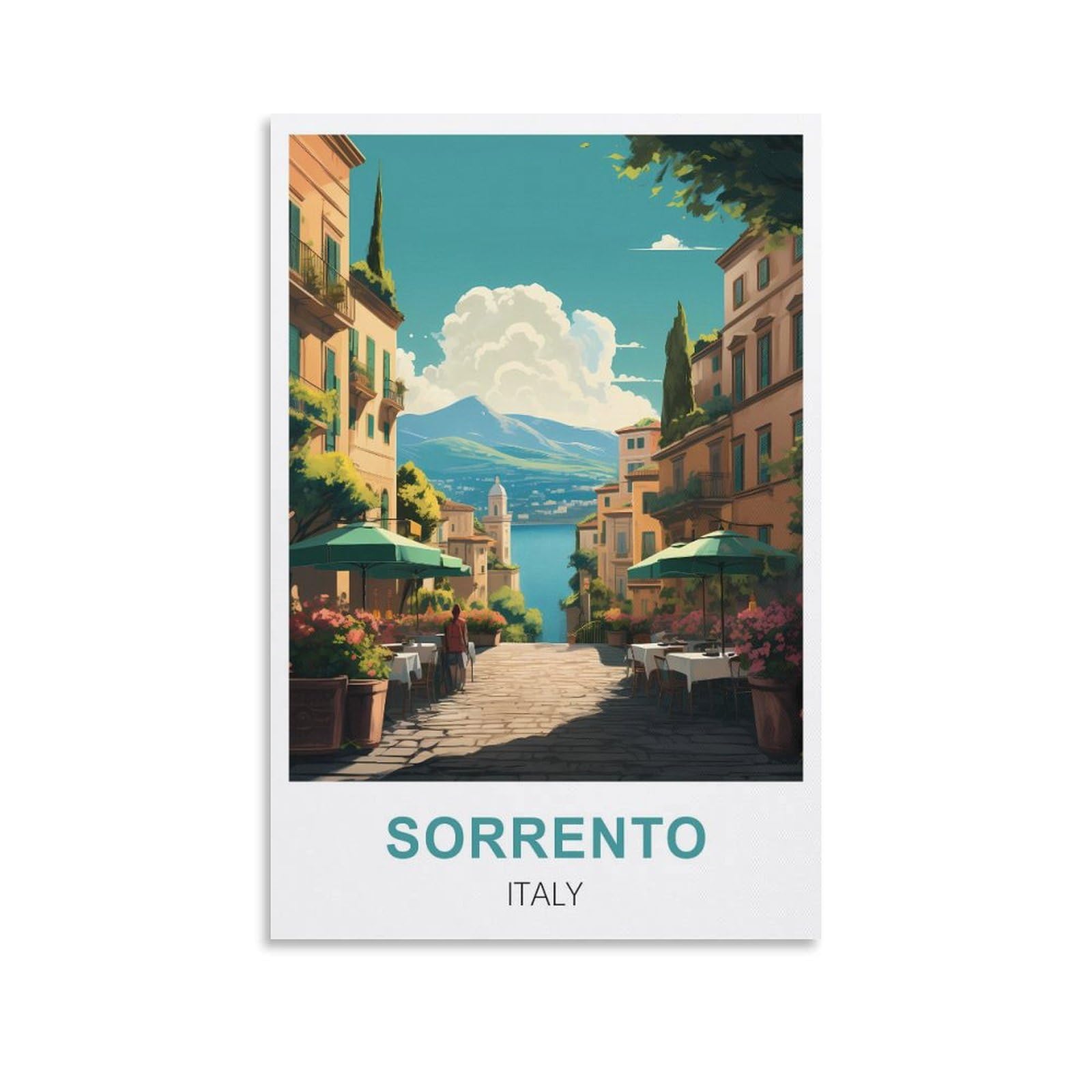 JYICUNCHO Sorrento Italy Vintage Travel Poster 12x18inch(30x45cm) Canvas Prints Wall Art Paintings Pictures for Living Room Bedroom Wall Decor