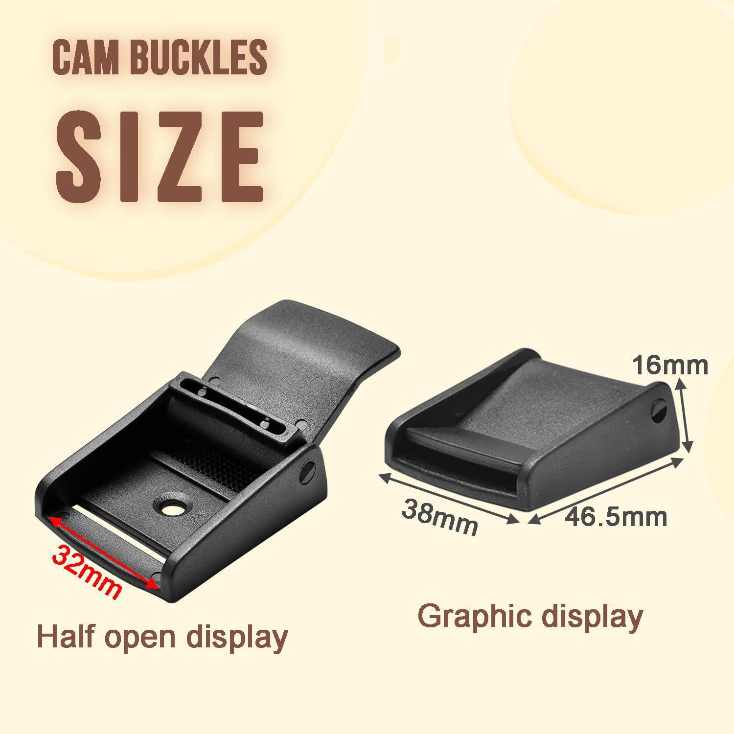 10 Stück 1,6 cm - 5,1 cm Pick Cam Gürtelschnallen Kunststoff schwarz Knebelclip für taktische Rucksackgurte Gurtband Tasche Teile Zubehör