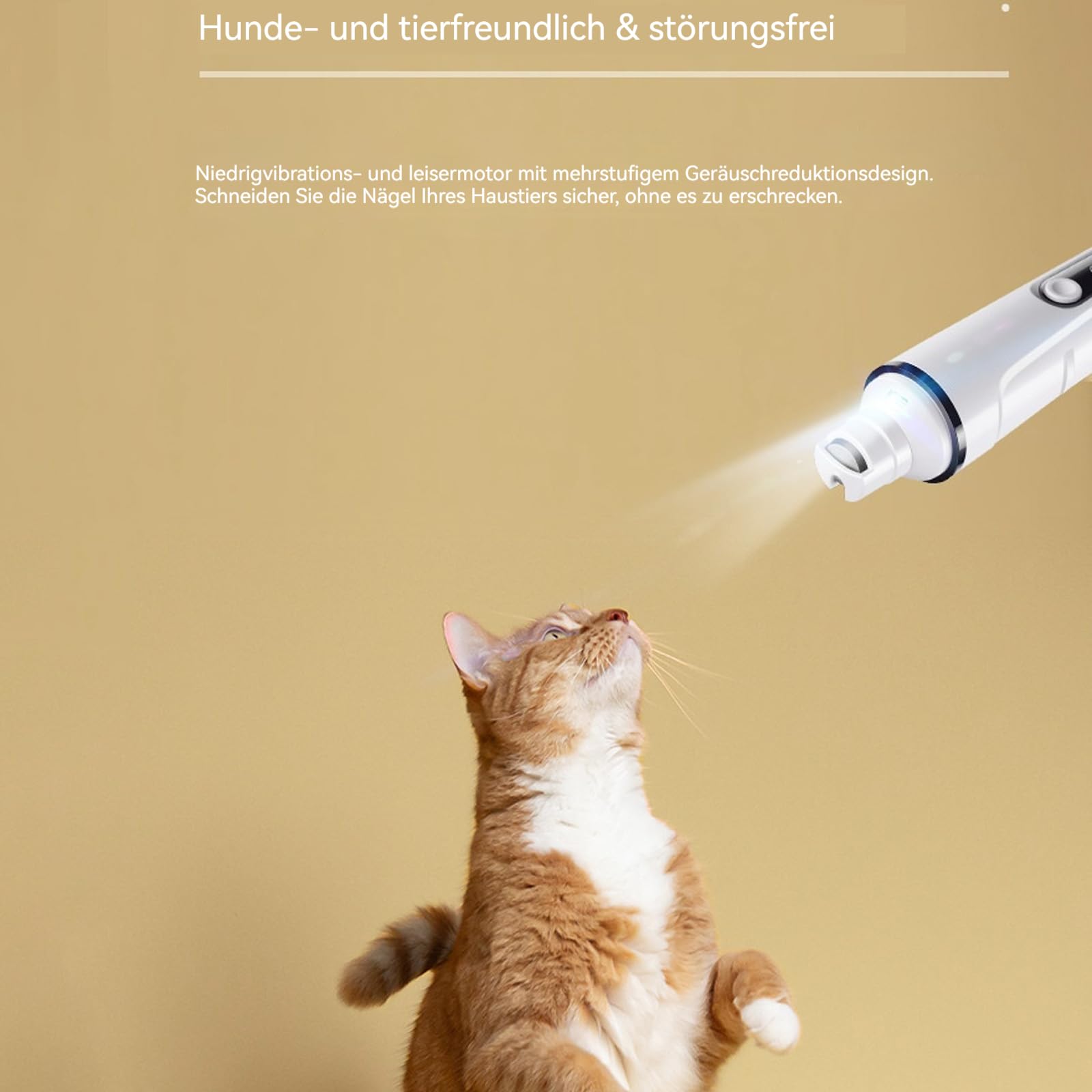 Rechargeable LED Pet Nail Grinder, Krallenschleifer Für Hunde, Elektrischer Krallenschleifer mit 3 Geschwindigkeiten, Leise Pet Paws Grooming, für Hunde & Katzen (2PCS-Weiß)