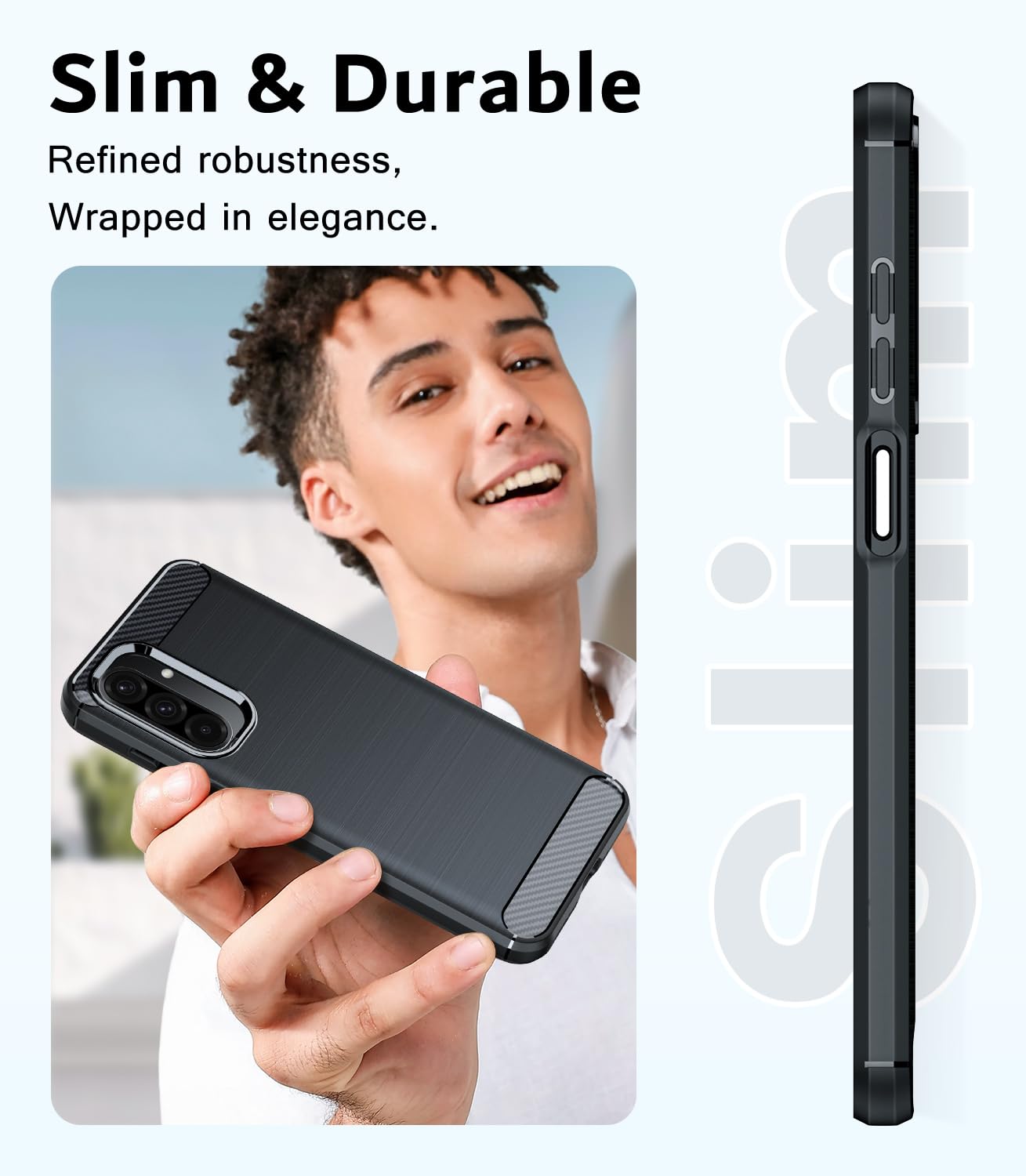TesRank Etui do Samsung Galaxy A17 5G+ Zestaw 2 sztuk szkła hartowanego, ochrona z włókna węglowego] Elastyczny miękki pokrowiec premium TPU Galaxy A17 5G Odporny na zarysowania Odporny na wstrząsy