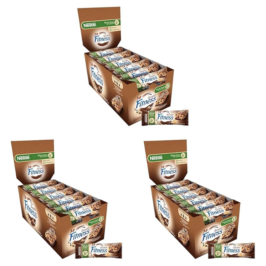 FITNESS Cioccolato Fondente Barrette di Cereali Integrali, 24 pezzi da 23.5g (564g) (Confezione da 3)