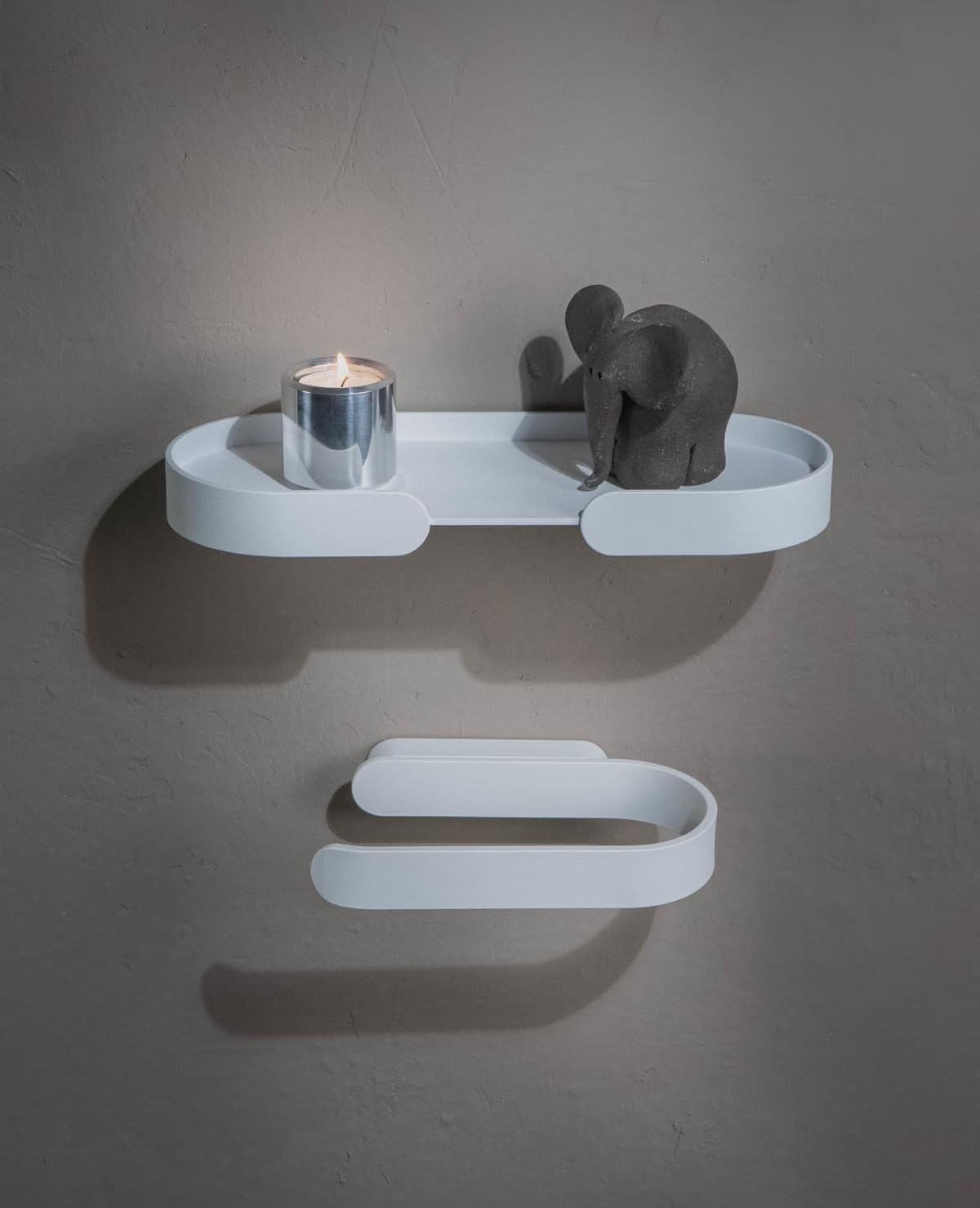 Toilettenpapierhalter aus Aluminium, korrosionsbeständig, Wandmontage ohne sichtbare Verschraubungen, pulverbeschichtet, sorgfältig gefertigt in der EU - TAVO (Weiß)
