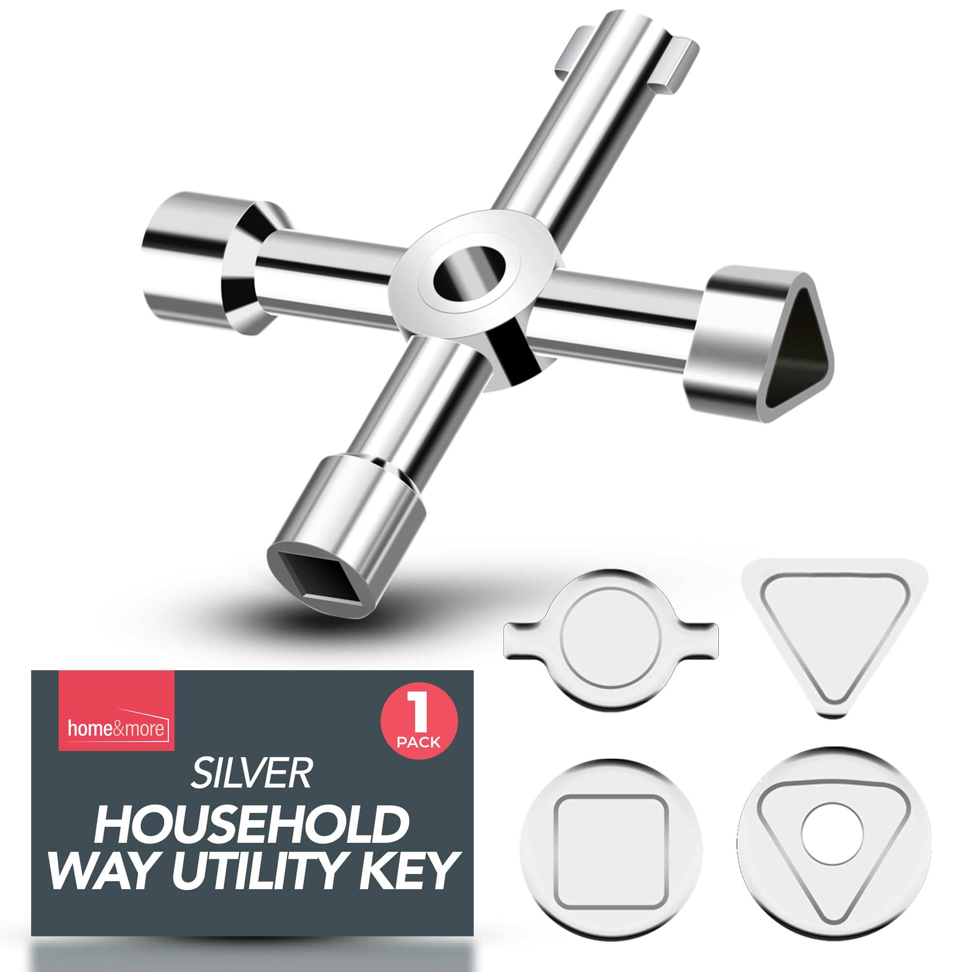 SOL Household 4 Way Utility Key – Radiator, Gas Meter, Panel & Service Utility Keys – Triangular Keys for Meter Reading, Electric Meter Box & Gas Meter Access