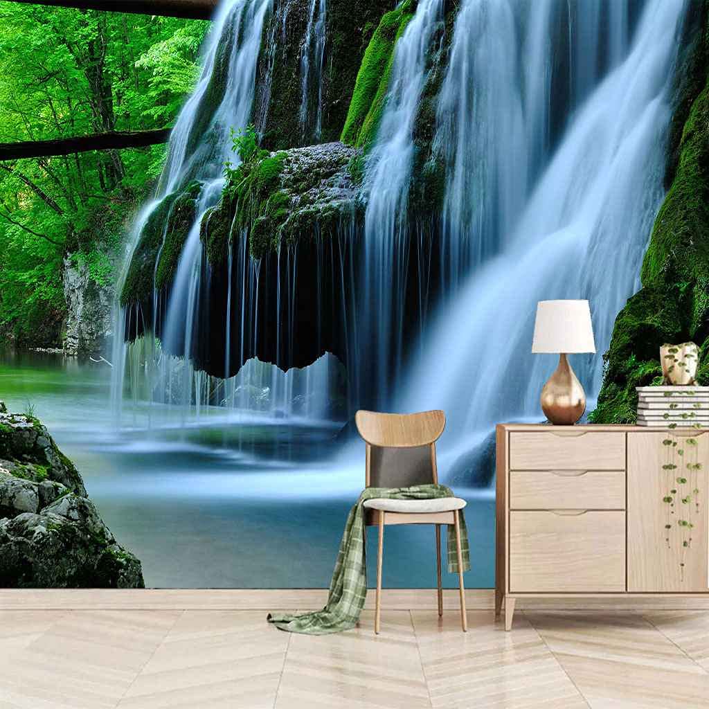 Papier Peint Cascade pour Salon | Poster Mural Géant Effet 3D