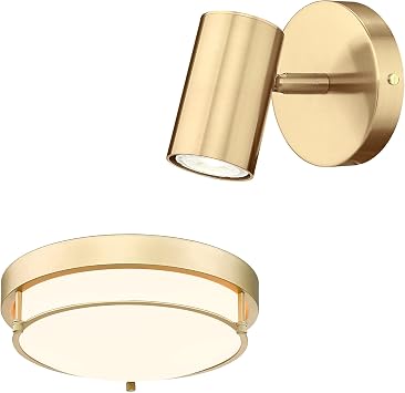 12 Flush Mount Light Fixture, Gold Wall Sconce with GU10 Bulb, Modern Ceiling Light for Hallway Kitchen Laundry Bedroom
