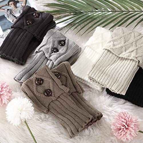 Geyoga 6 Pairs Womens Boot Cuffs Socks Early Spring Boot Topper Covers Warm Crochet Knitted Leg Warmers(Classic Colors,Elegant)