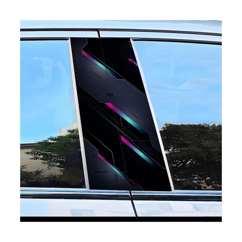 Auto Accessory Car Pillar Decals Waterproof Stickers Geometric Lines Pattern Scratch Resistant Film