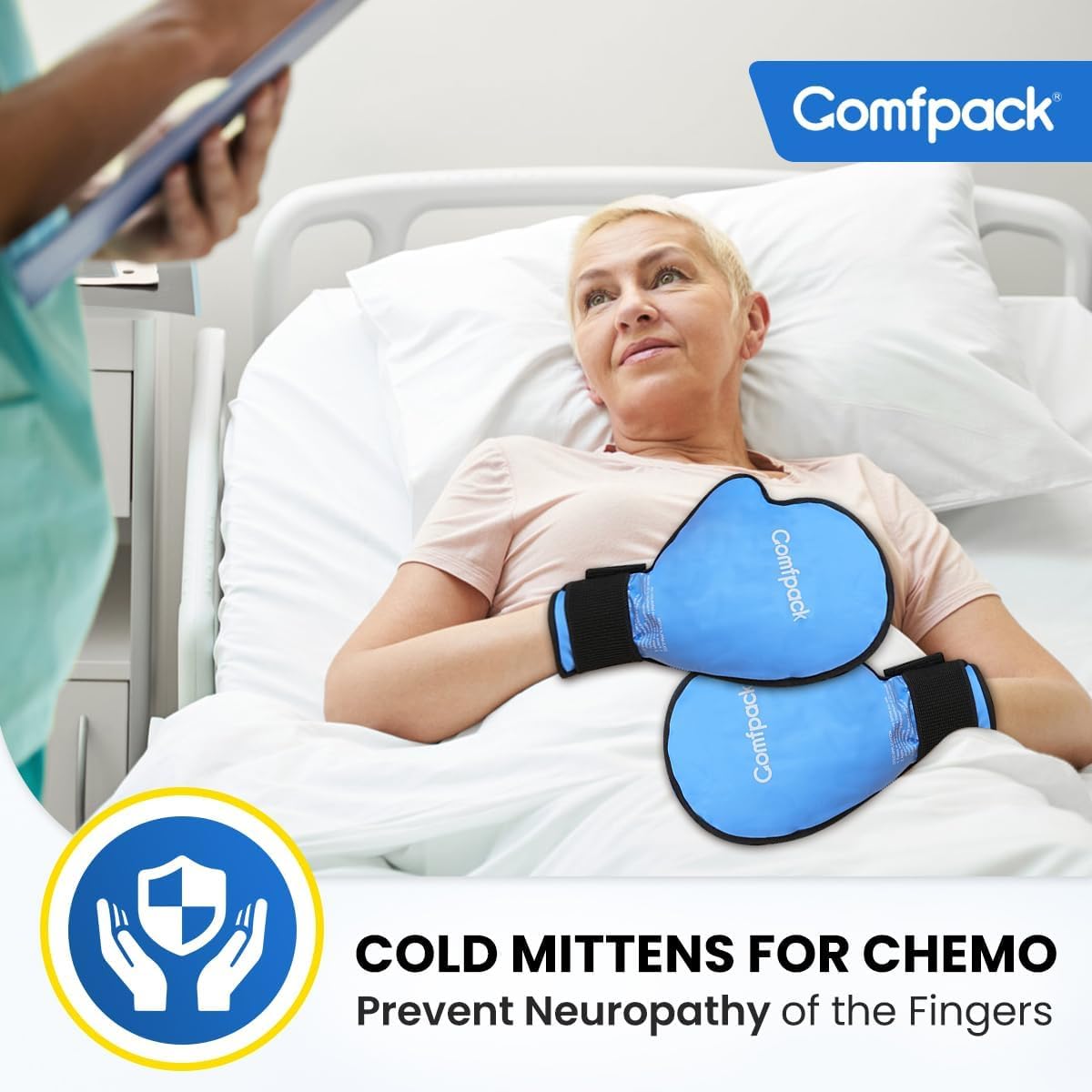 Comfpack Hand Ice Pack Gloves for Pain Relief, 2 Pack Full Hot Cold Therapy Gloves for Arthritis, Gel Ice Pack for Injures, Carpal Tunnel, Swelling, Suregry, Working Hands, Chemotherapy Neuropathy
