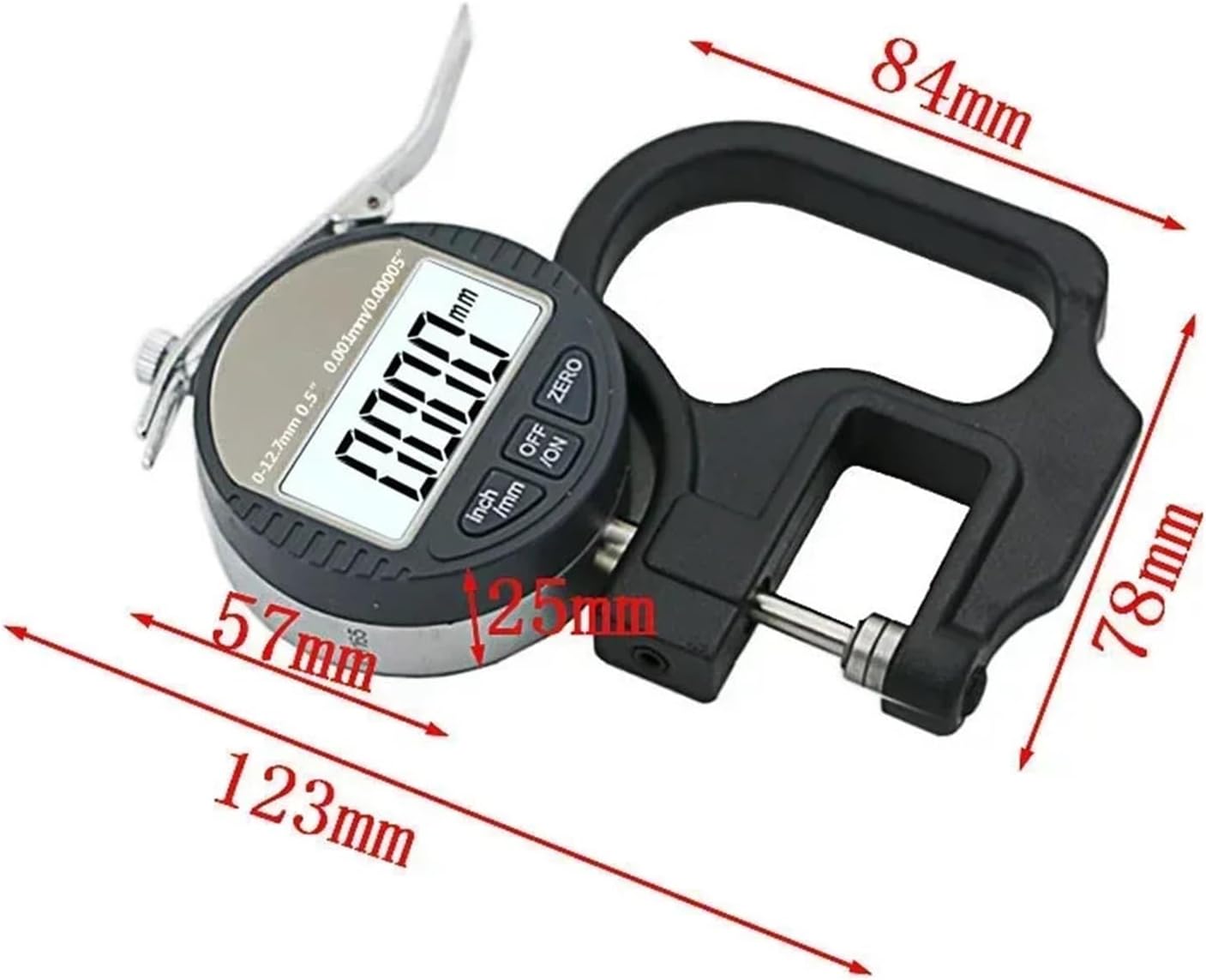 0.001mm Digital Thickness Gauge - Electronic Micrometer Tester with RS232 Data Output | 12.7mm Measurement Range Micrometro