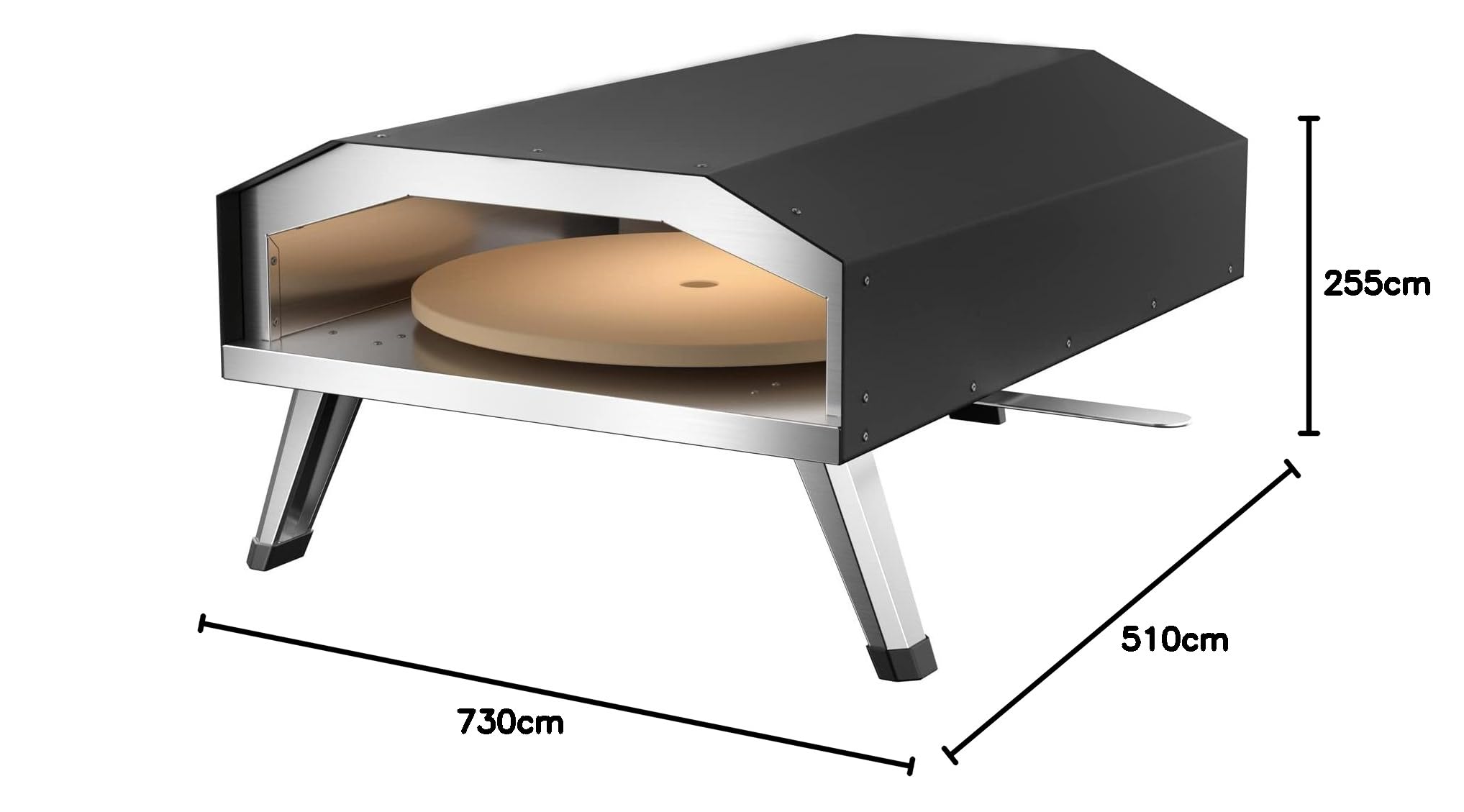 Gas Pizzaofen mit Pizzastein Ø330mm Drehfunktion tragbar für Garten Outdoor