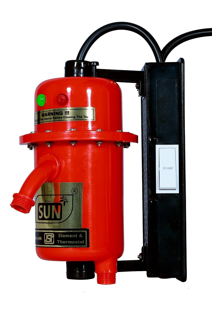 Abirami SUN Switch Model Instant Running Water Heater Shock Proof and Heat Resistant Copper Heating Element Thermostat Copper ISI Marked Tubular Type (3KW)-image-37
