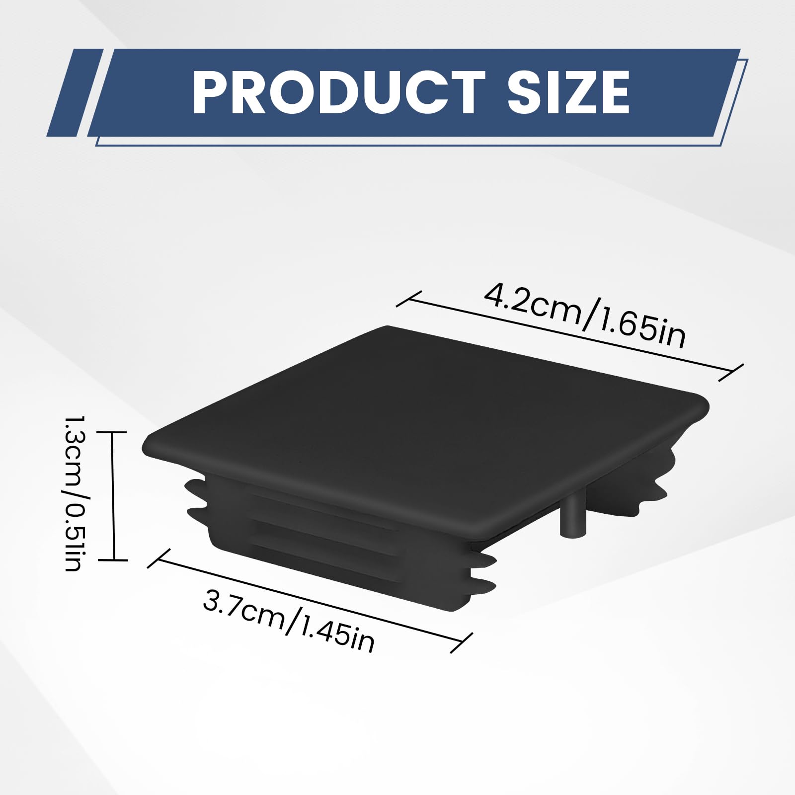 Biqing 12pcs End Caps for Metal Tubing 41 * 41mm(1.6 * 1.6inch), Square Tube Plug,for Post Fence Pipe Cover,Chair Legs Black - Image 2