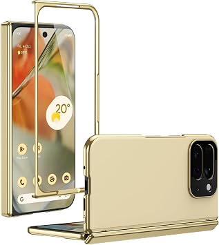 for Google Pixel 10 Pro Fold Case With Screen Protector & Hinge Protection Wireless Charging AG Frosted Slim Slim Thin Hard PC All-in-One Lens Anti-Fingerprint Shockproof Case, Gold