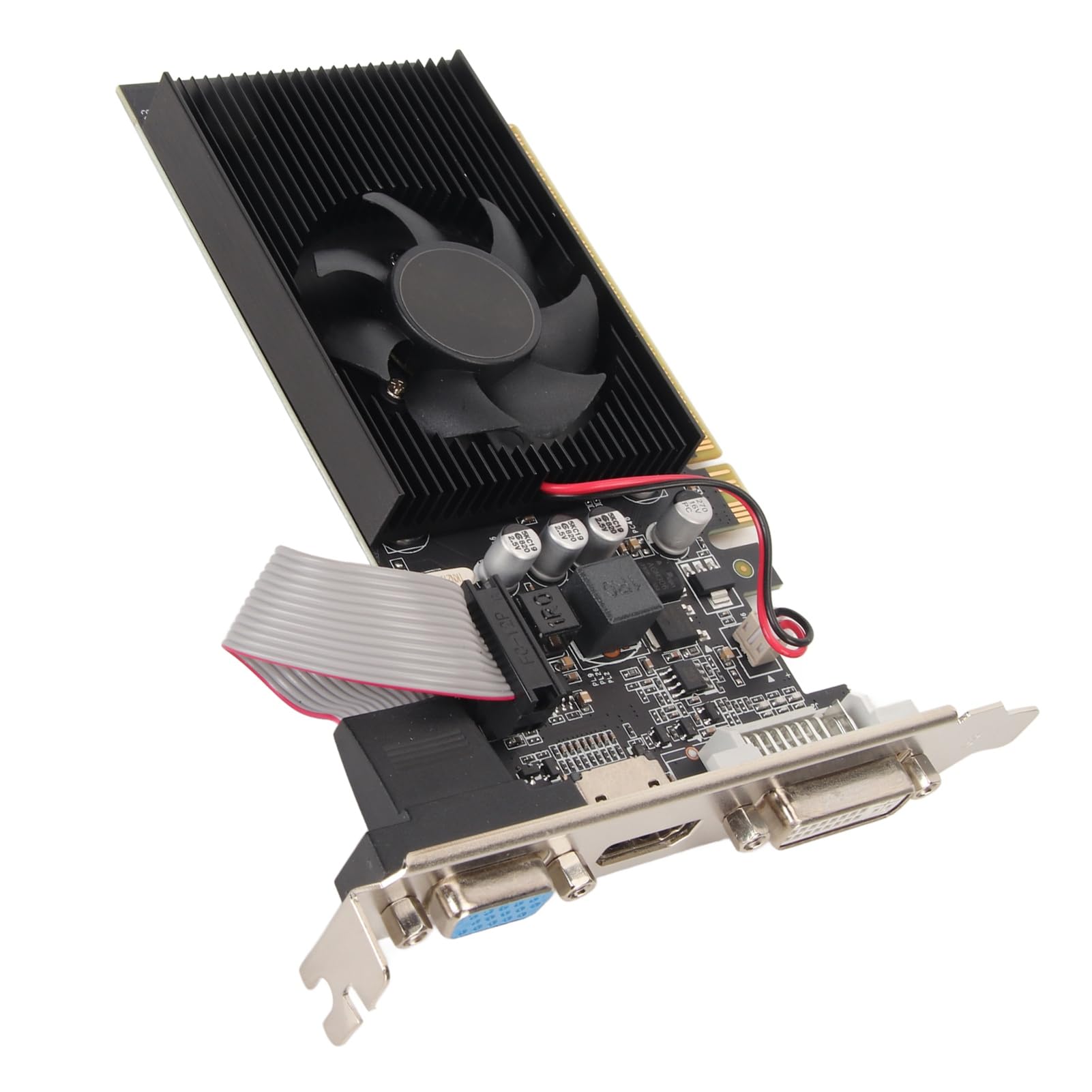 Tarjeta Gráfica para Computadora, GT610 2GB DDR3 64bit 810MHz 600MHz DVI VGA HDMI PCI Express 1.1 X16, Tarjeta Gráfica para Juegos con un Ventilador