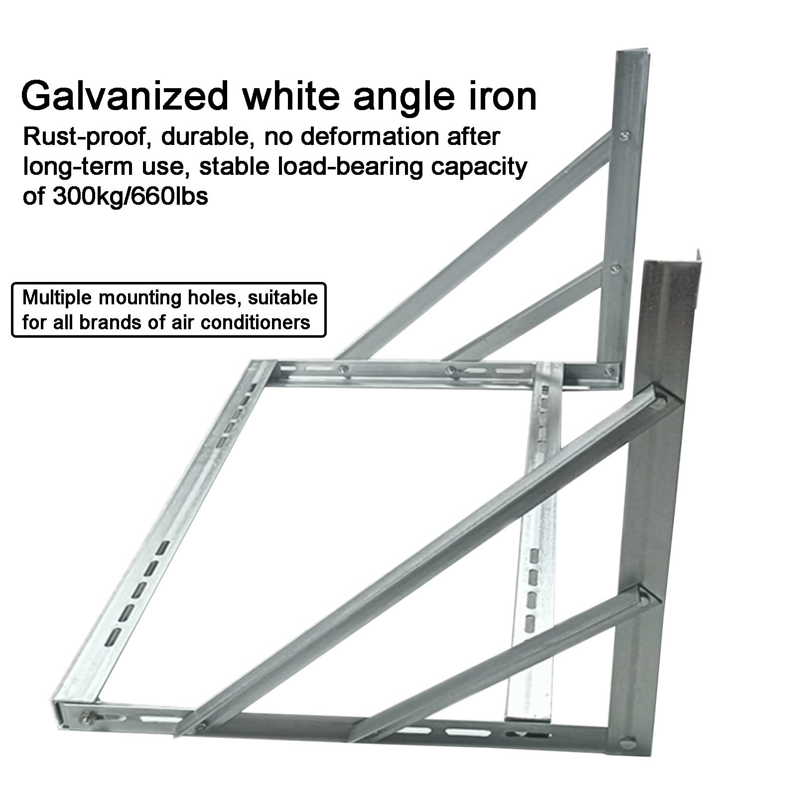 Soporte Universal de Pared, Soporte Aire Acondicionado Exterior, Kit de Instalación, Ángulo de Hierro Galvanizado de Alta Resistencia, Hasta 300 Kg