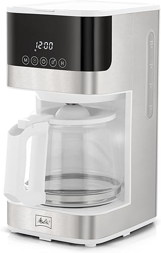 Melitta Cafetera de goteo de vidrio Aroma Tocco  Cafetera programable  Cafetera de jarra de vidrio  Cafetera de 10 tazas  Panel de control táctil