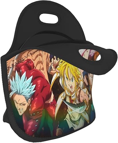 Miniatura 2 de ORPJXIO Bolsa de almuerzo reutilizable de neopreno portátil con aislamiento térmico de The Seven Anime Deadly Sins para picnic al aire libre,