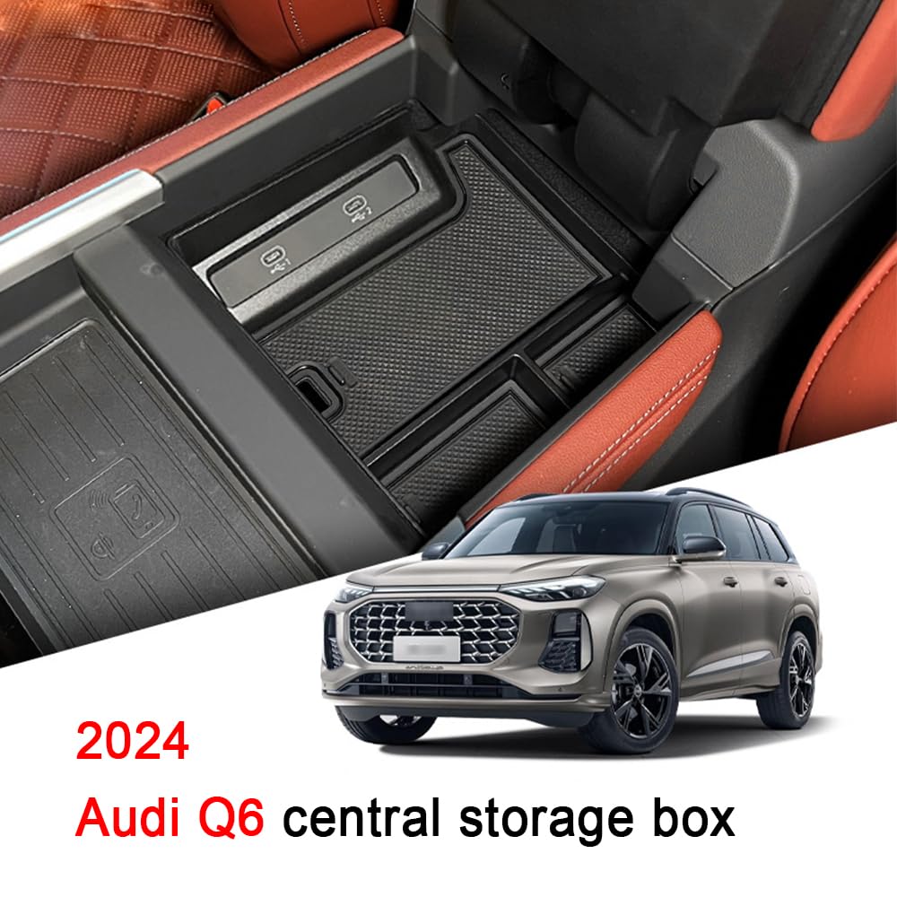 REPOYUL Car interior organizer, compatible with Audi Q6 2023 car center console storage box, car interior storage box