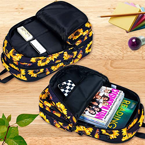 Laptop Backpack, 16 Inch School Bag College Bookbag, Anti Theft Daypack Bags And Lunch Bag Set, Water Resistant Sunflower Flowers Backpacks For Teens Girls Women Students #TOP5
