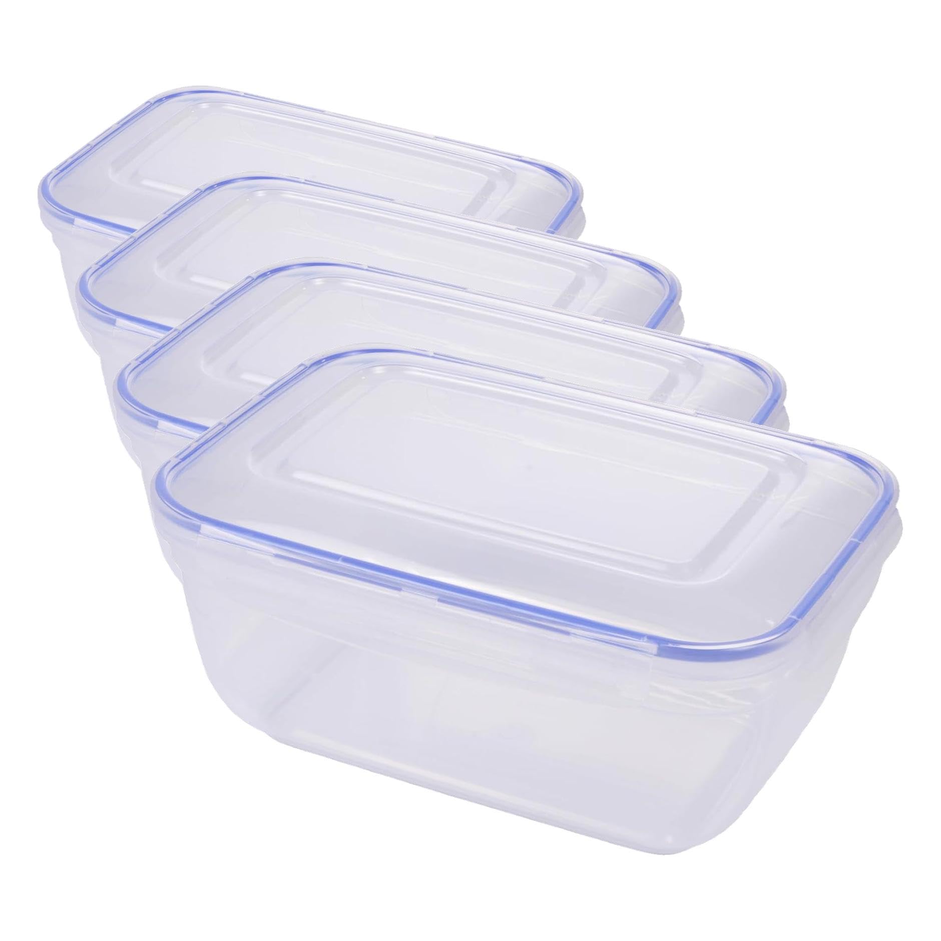 Homéa, Boite Hermétique Couvercle à Clipser Plastique 4L 27 x 20 x H13 cm (Lot de 4)