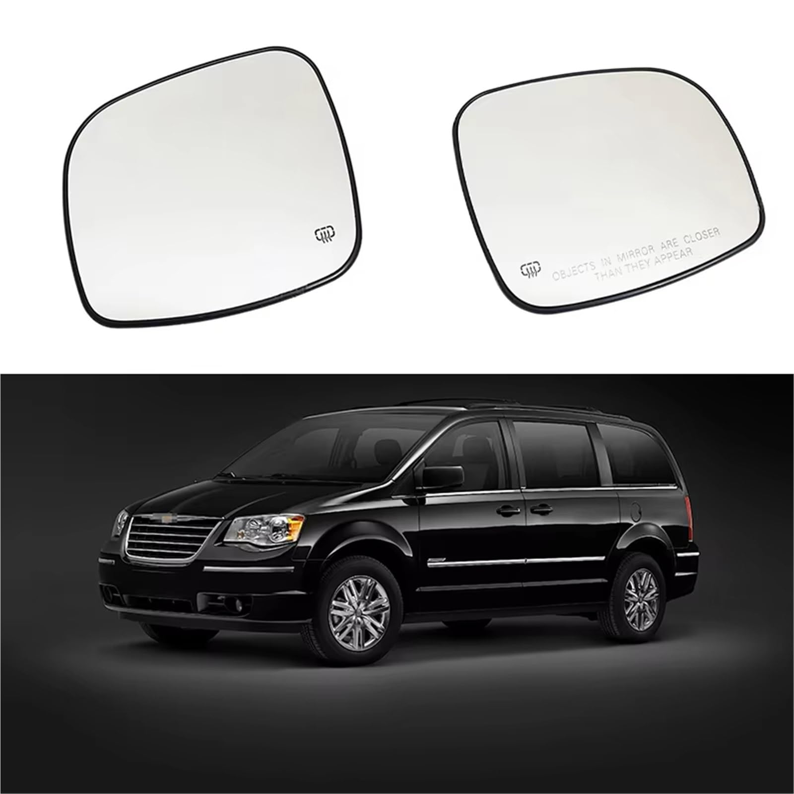 Vetro Specchietto Laterale Compatibile Con Chrysler Per Town & Country 2008-2016 In Vetro Per Specchietto Retrovisore Riscaldato Lato Sinistro Destro 68026177AB 68026176AB