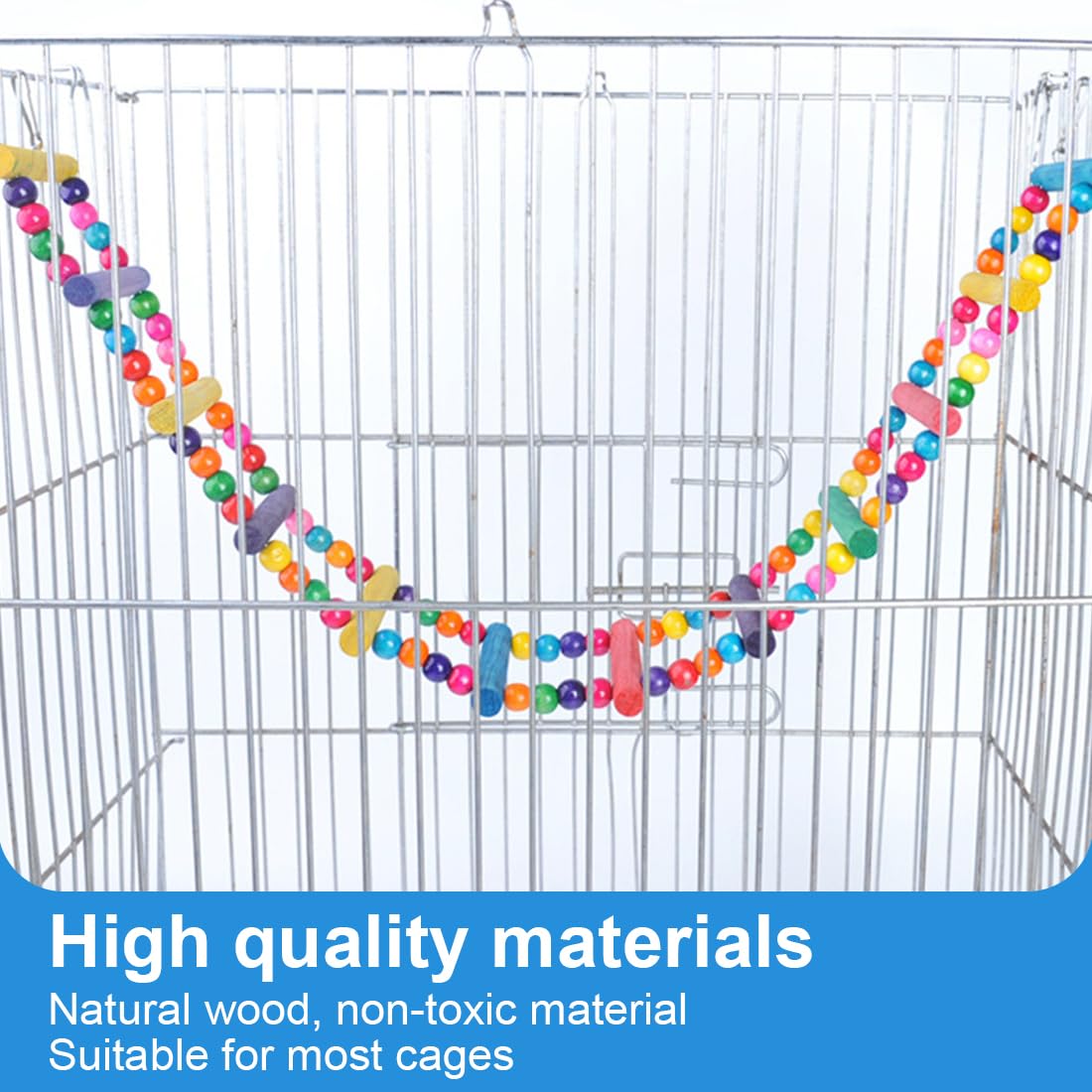 Scala Altalena Arcobaleno Per Pappagalli - Giocattolo In Legno 74cm - Foto 12