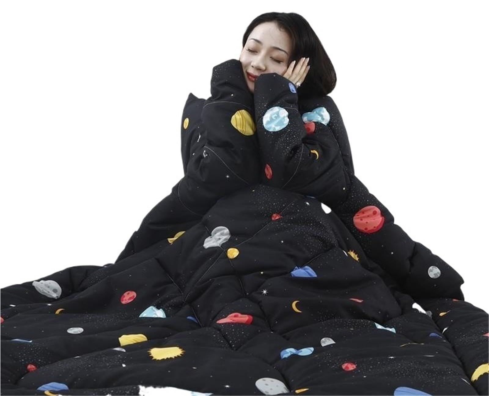 THUCHENYUC Lazy Quilt With Sleeves, Winter Lazy Bed Couch Quilt Winter Warm Thickened Soft Wearable Quilt Walking Blanket For Office Sleeping Reading(Style 6,59.1 * 78.7in)