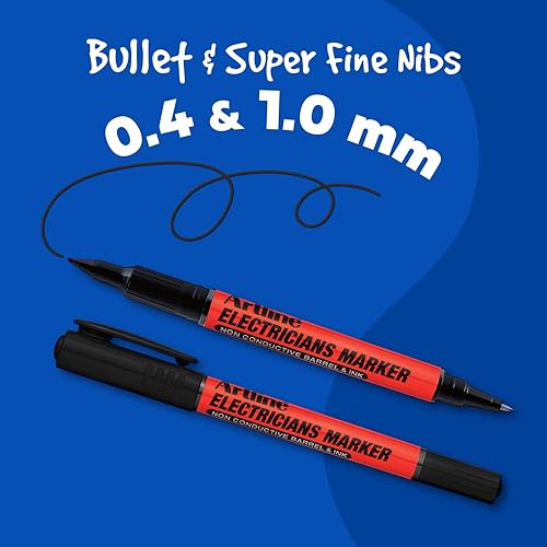 Miniatura 4 de Artline Marcadores para electricistas  Punta doble  Serie profesional  Tinta y barril no conductores  EKPR-ELFT  Puntas de bala fina de 0.016 in