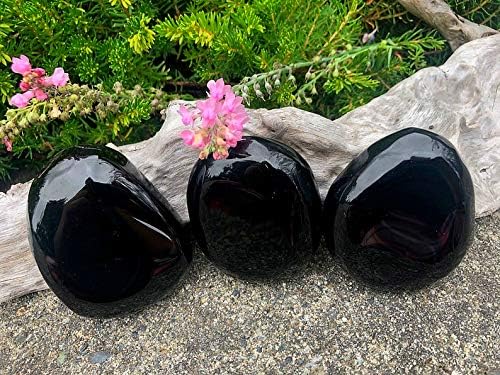 Zenkeeper 7 Pcs Large Black Obsidian Tumbled Stone, Black Obsidian Tumbled Crystals Bulk for Crystal Healing, Decoration, Reiki, Chakra