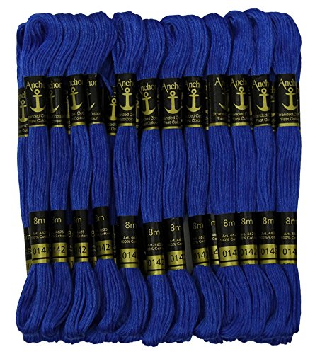 Image of Cross Stitch Hand Embroidery Thread Stranded Cotton Craft Sewing Floss 25 Skeins-Royal Blue
