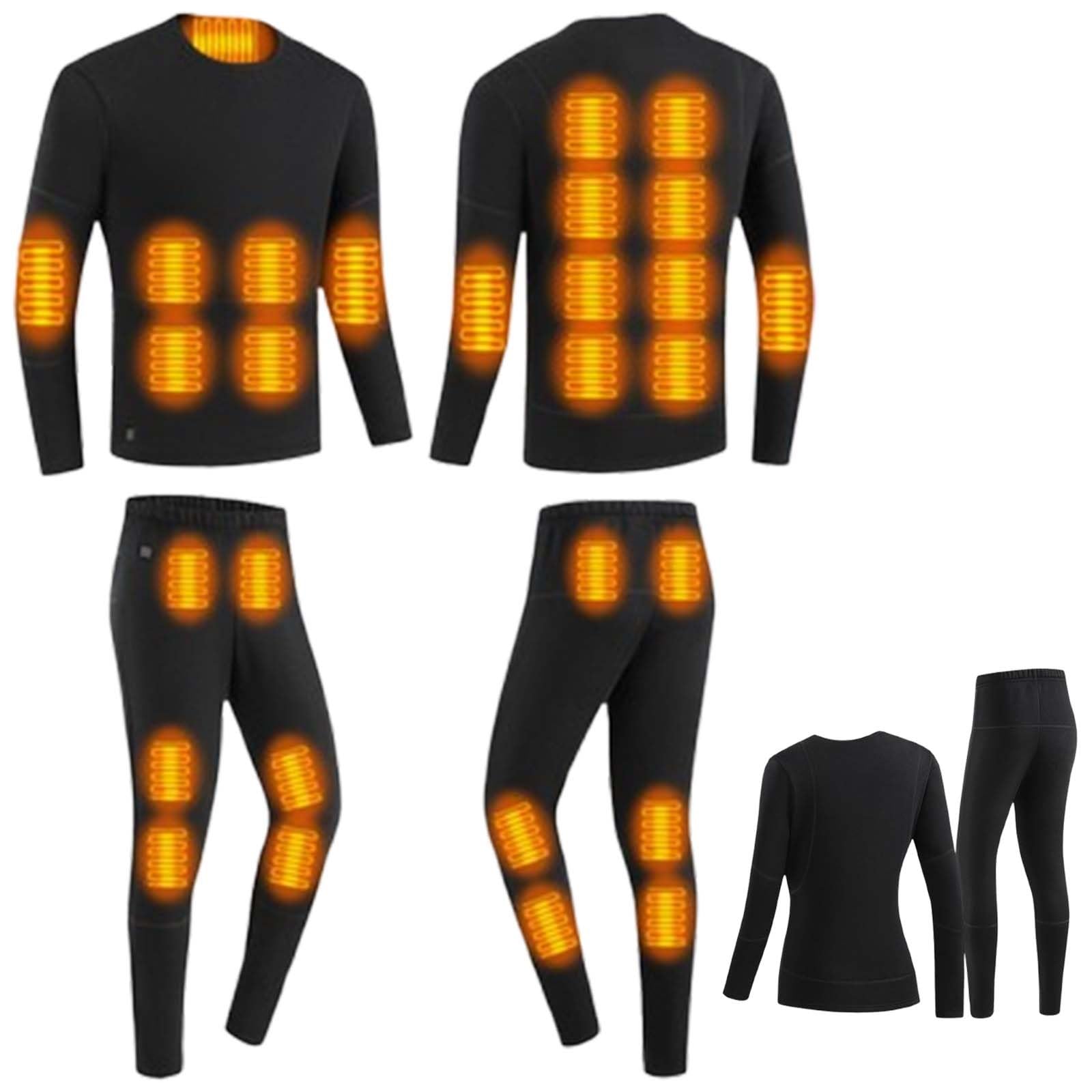 Generico Set Di Biancheria Intima Termica Riscaldante A 28 Zone Abbigliamento Riscaldato Maglia Pantaloni Riscaldati Completo Termico Invernale Per Tempo Freddo Inverno(Nero,2XL)