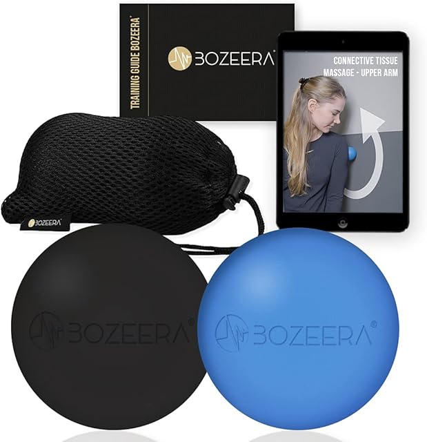 [Lacrosse Ball Set of 2] Lacrosse Massage Ball Set - Trigger Point Massage Ball Set  2X 6cm Lacrosse Balls Massage Includes Free Video Instructions, Booklet & Bag - Premium Set